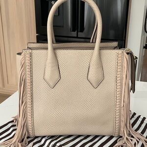 Henri Bendel Rivington tote Fringe Satchel Handbag in Light Beige